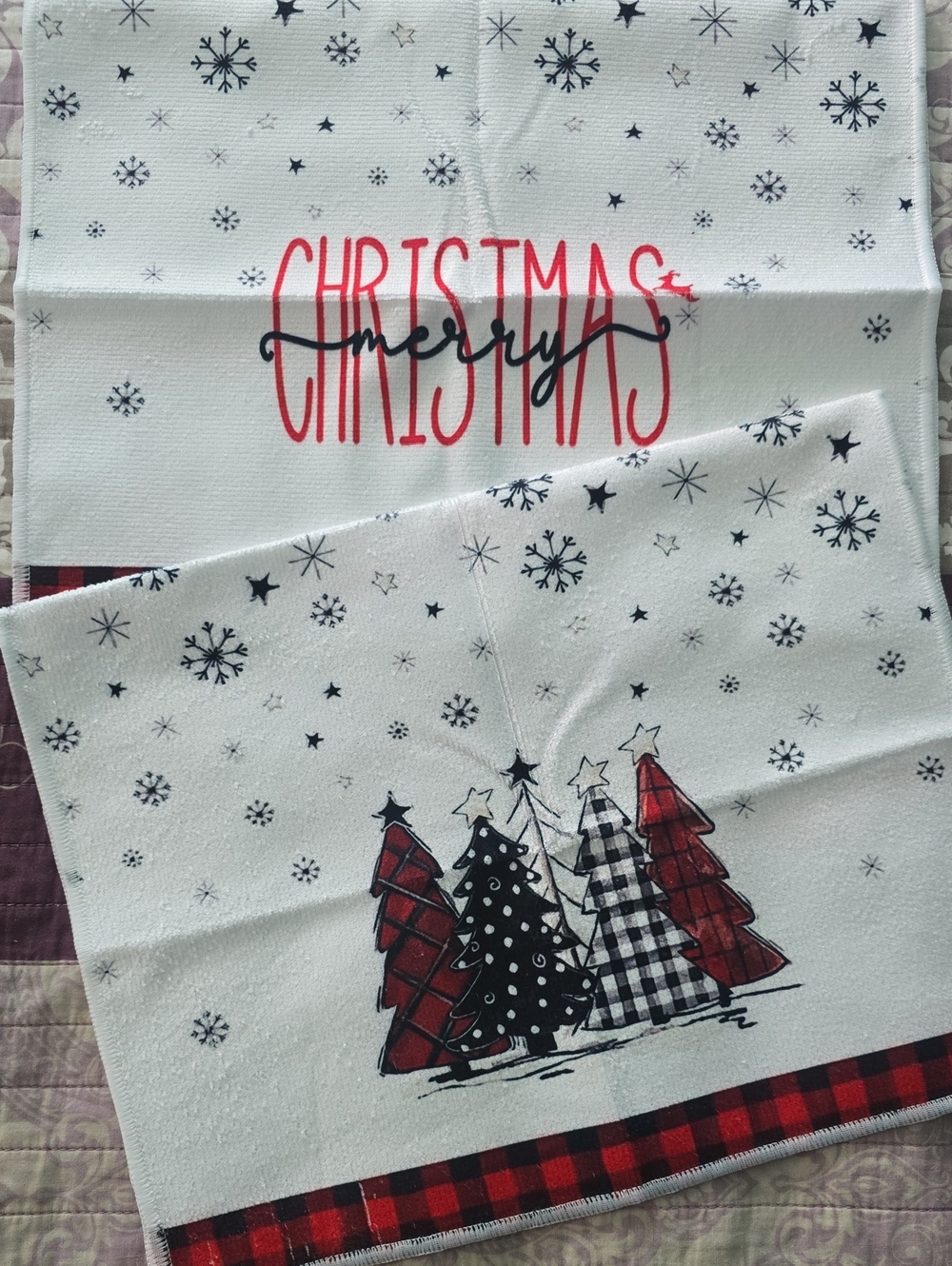 2 Merry Christmas Decorative Holiday Tea Towels - New